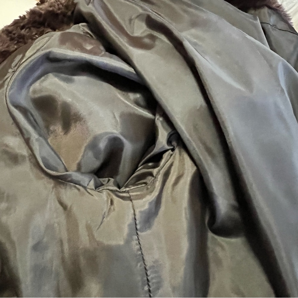 Style & Company Faux Fur Teddy Bear Jacket Chocolate Brown Women’s Size M - Picture 9 of 11